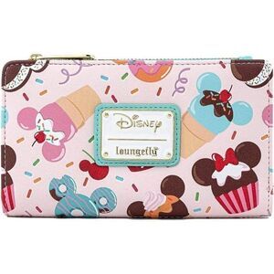 Loungefly Disney Mickey and Minnie Mouse Sweet Treats Pink Bi-Fold Snap Wallet